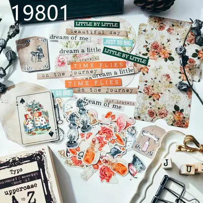 

Magic Alice Vintage Junk Journal Labels Paper Die Cuts for Scrapbooking Happy Planner/Card Making/Journaling Project