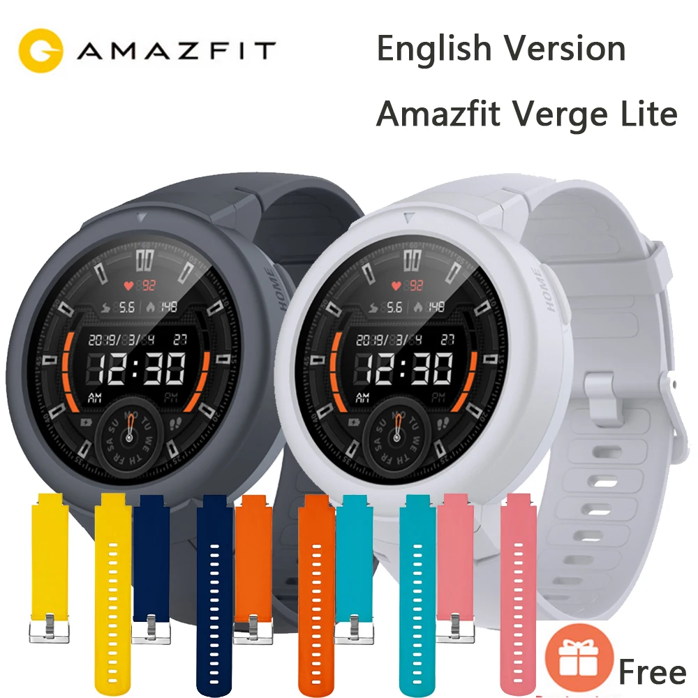 

English Version AMAZFIT Verge Lite Smar twatch men 20 Days Battery Life 1.3 Inch AMOLED Screen Built-in GPS Heart Rate Monitor