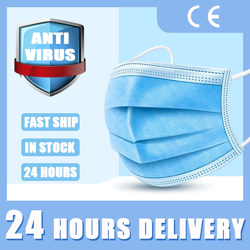 

Protection Masks 50pcs Unisex Disposable Masks Three-Layer Filter Anti-Dust Mouth Nose Mouth Face Masks Mascaras Antivirus