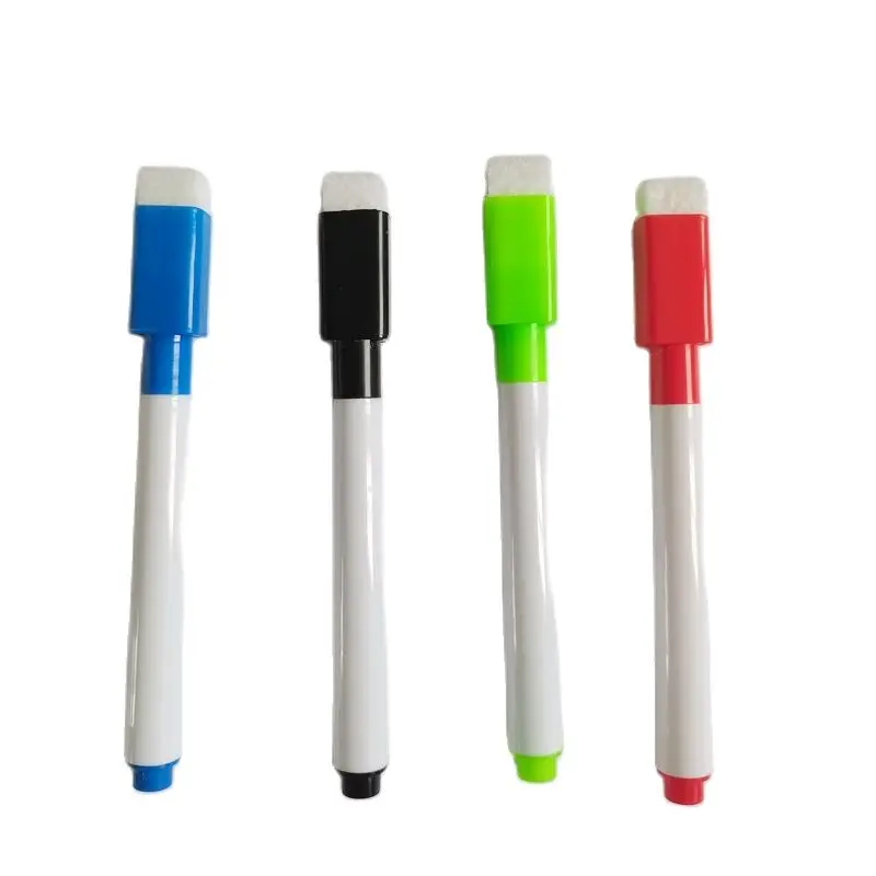Fine tip Dry Erase Black Markers with Magnetic Cap and Eraser Perfect for Dry Erase Boards and Whiteboards Pack of 4