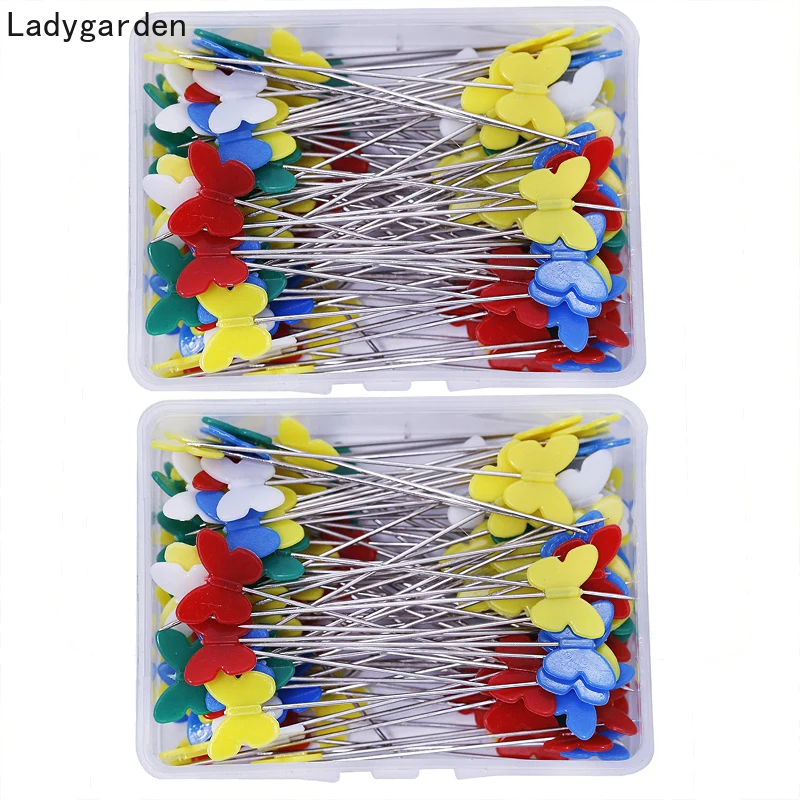 

200PCS Patchwork Pins Butterfly Head Pin DIY Quilting Tool Sewing Accessories Patchwork Needle Crafts Needles with Box