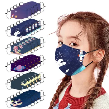 

5pc Beautiful Starry Sky Planet Masks For Face Kids Adjustable Reusable Mouth Mask Fashion Children Protection Mascarillas