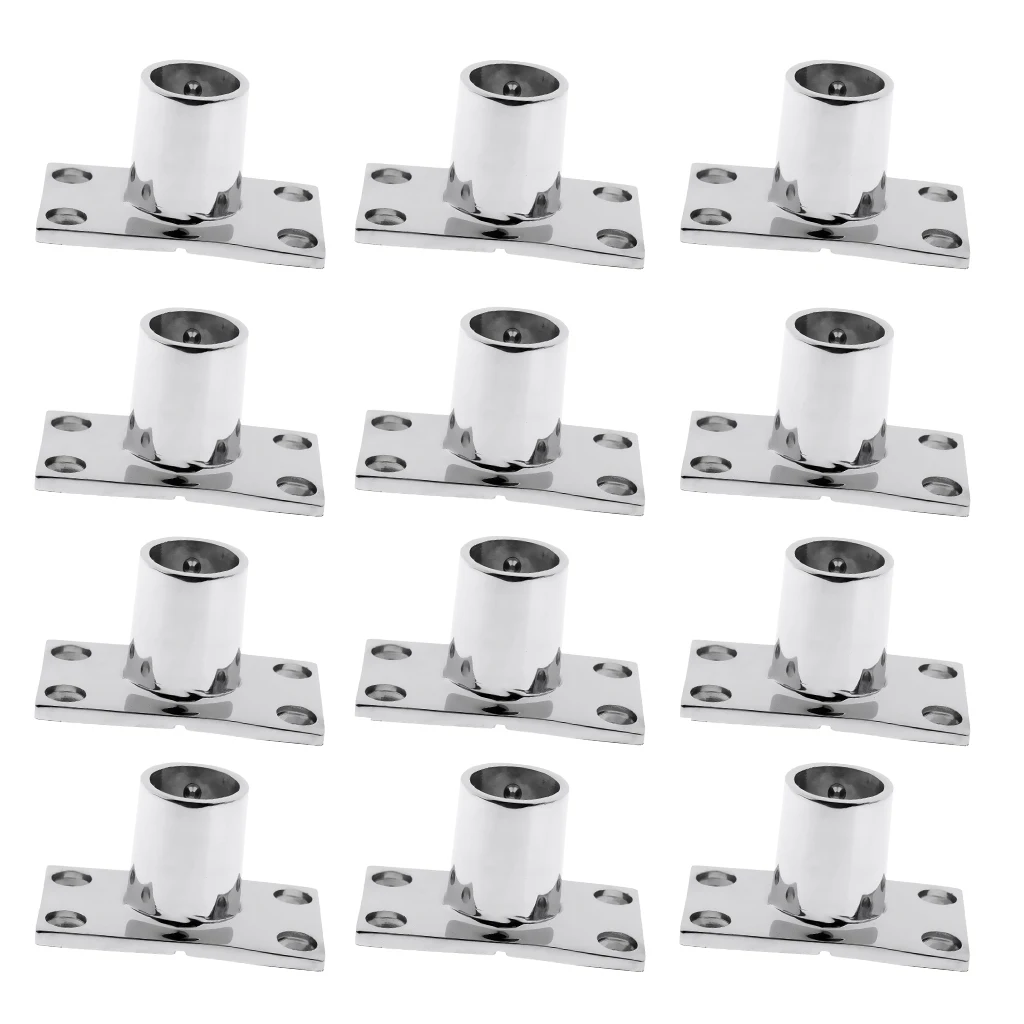 12pc Boat Hand Rail Fitting 90 Degree Rectangular Stanchion Base Marine 25mm