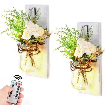 

SNEWVIE FASHION Waterproof Wooden Board Glass Wall Light DIY Wall Decor With Remote Control Wall Art Hanging Design 2pcs