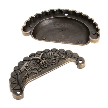 

4Pcs Antique Bronze Handles Vintage Knobs and Pulls for Cabinet Dragon Shell Knobs Dresser Drawer Door Cupboard Pull Handle