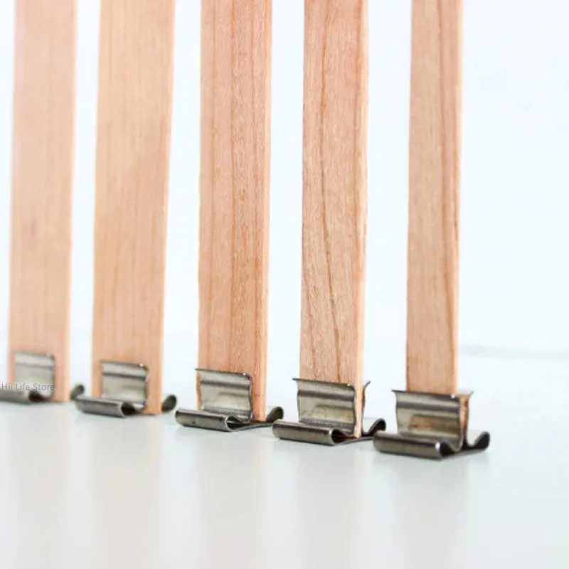 High Quality100pcs Natural Wood Candle Wicks with Sustainer Tab DIY Candle Making Supplies Soy Parffin Wax Wick Melt Burner