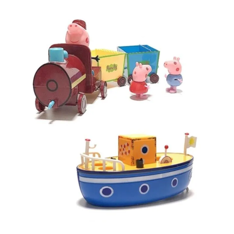 

Peppa Pig Series Small Train Pirate Boat Anime Kids Toys Family Full Roles Action Figure Model Children Christmas Gifts