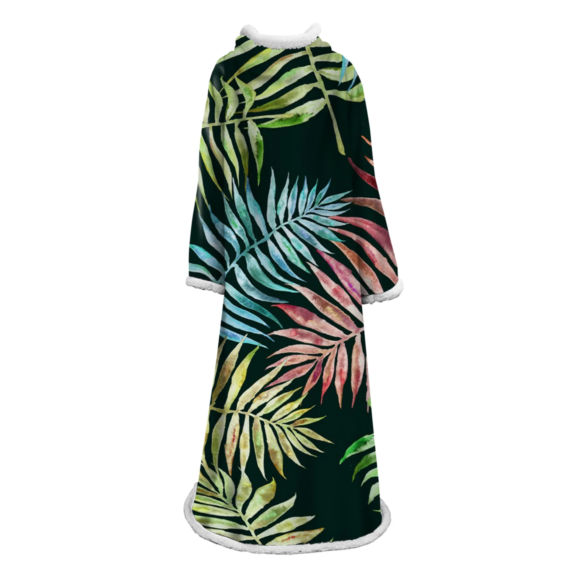 Одеяло в форме листка с рукавами 3D напечатано для взрослых микрофибра шерпа флисовый диван одеяло Открытый плюш Коралл Прямая - Цвет: color11
