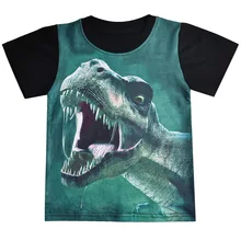 Amazon Foreign Trade KID'S T-shirt Europe And America Dinosaur Pattern Big Boy Crew Neck Short-sleeved Top Factory Currently Ava