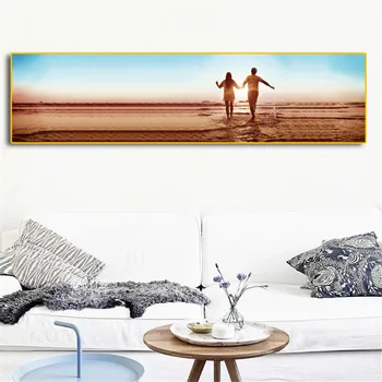 

Natural Sea Beach Couple Stroll Landscape Posters and Prints Canvas Painting Wall Art Picture For Living Room Cuadros Decoration