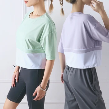 Moonglade Yoga Shirts Women Short Sleeve Loose Gym Tops Fitness Running Workout 2021 Style Summer