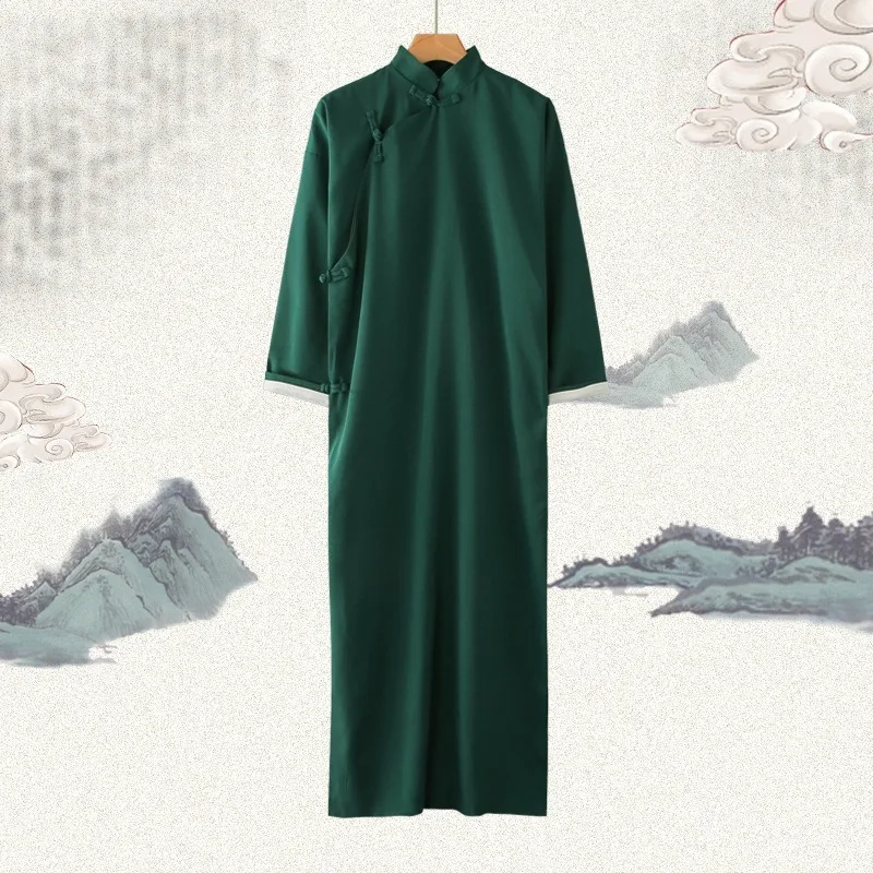 

Men Oriental Clothing Chinese Style Traditional Tang Suit Crosstalk Gown Dress Fashion Casual Robe Cheongsam Stage Costume Hanfu