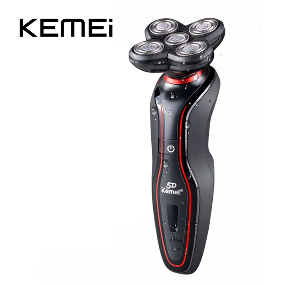 KEMEI KM-6181 перезаряжаемая Электробритва Моющаяся триммер для бороды с пятью лезвиями электрическая бритва для мужчин уход за лицом 5D плавающая бритва
