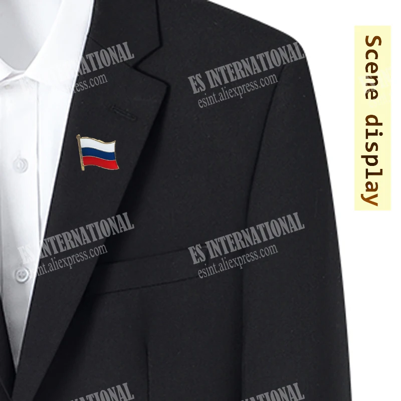 Russia National Flag Enamel Pins Crystal Epoxy Metal Badge Brooch Collection Souvenir Gifts Lapel Size1.6*1.9cm