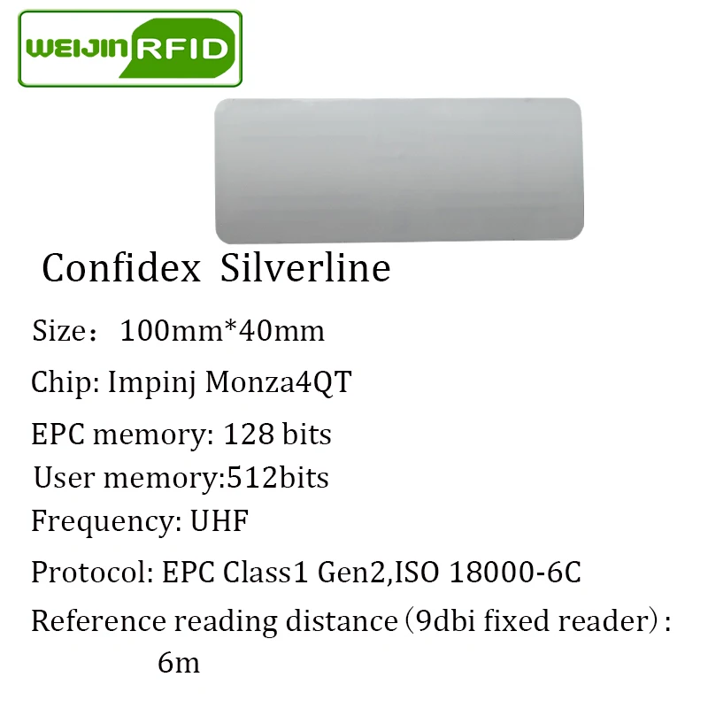 Ультратонкая метка UHF RFID confidex silverline 915 м 868 МГц Impinj M4QT EPC 100 шт. Бесплатная доставка