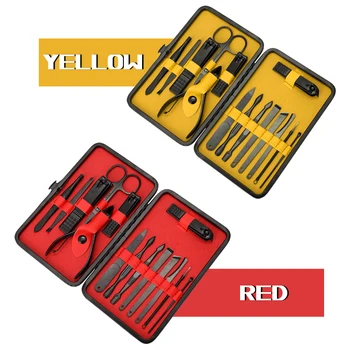 

15pcs Black Stainless Steel Nail Clipper Cutter Trimmer Ear Pick Grooming Kit Manicure Set Pedicure Toe Nail Art Tools Set Kits