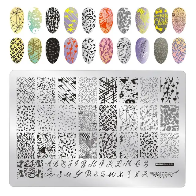 Big Size 9.5*14.5cm Nail Stamping Plates Flower/geometric shaped nail art template for DIY nail art decoration plate tools PLUS36