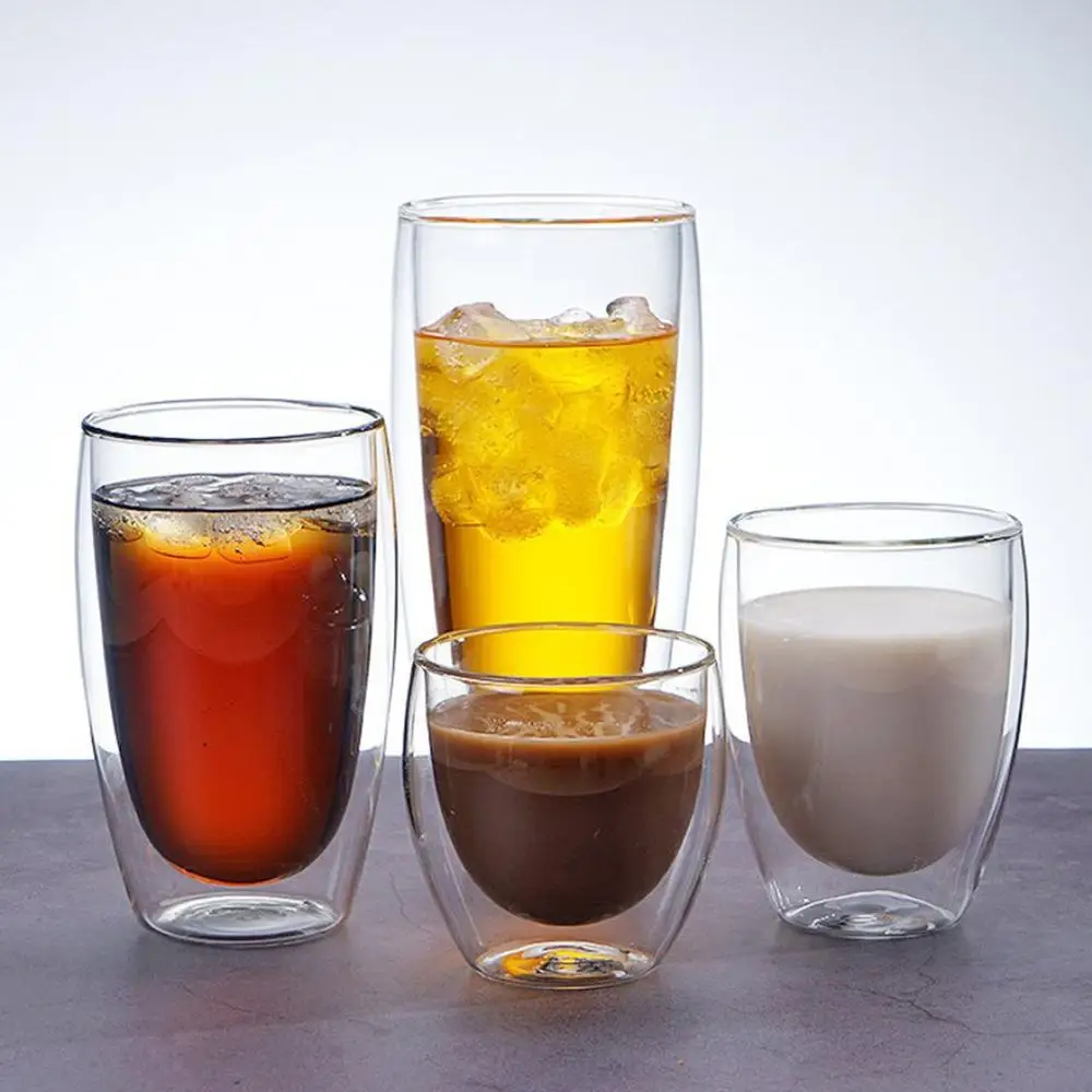 1 Pcs Water Bottle Coffee Cup Set Heat-resistant Double Wall Glass Beer Handmade Mug Tea Whiskey Cups | Дом и сад