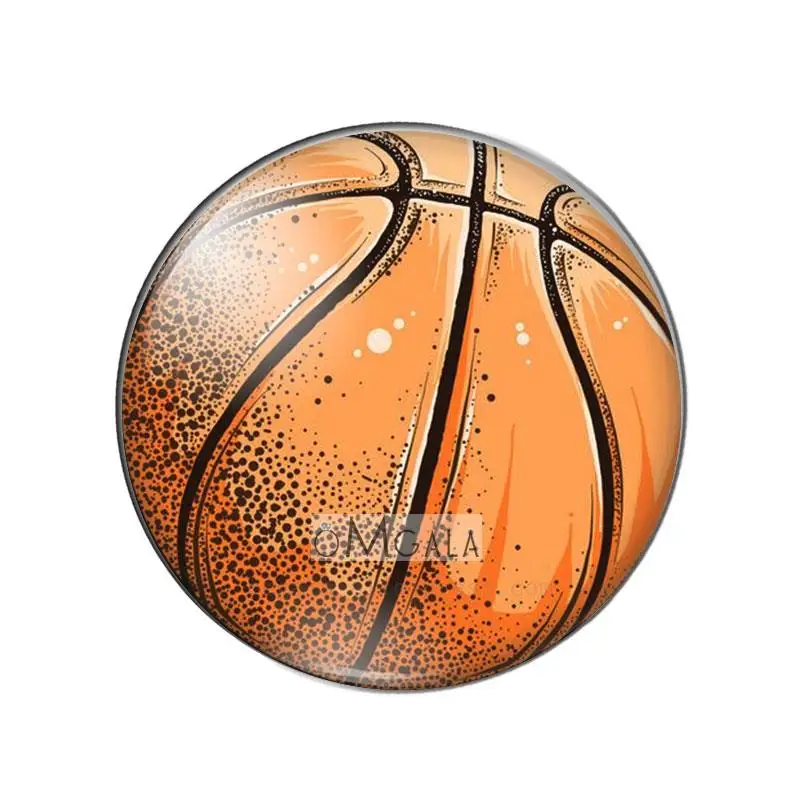 Sport Football Basketball Drawings 10pcs 8mm/10mm12mm/18mm/20mm/25mm Round photo glass cabochon demo flat back Making findings 