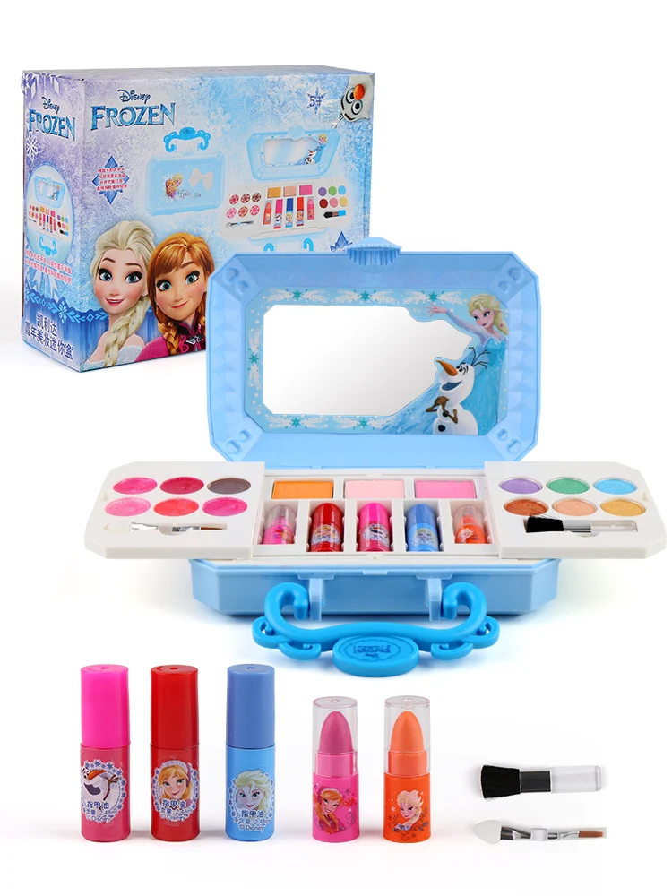 Finest  Disney Children's Cosmetics Toy Princess Makeup Box Set Frozen Girl House Toy Lip Gloss Rouge baby 