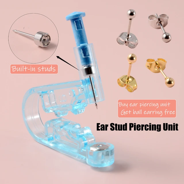 2 Pack Portable Ear Piercing Kit Ear Nail Gun Disposable Aseptic Household  3mm Ear Piercing Gun - AliExpress