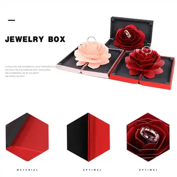 

Ring Box Rose Display Easy To Take Romantic Leather Creative Wedding Gift Valentine'S Day Jewelry Display Box