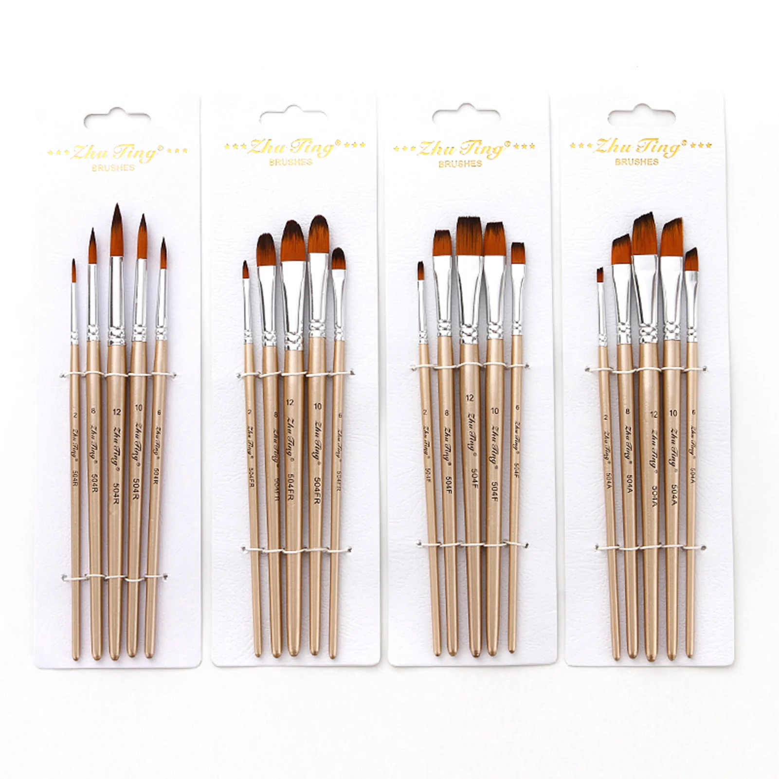 5pcs Filbert Tip Paint Brushes Set Nylon Hair Wooden Handle Artists  Paintbrushes for Children Adults Beginners for Acrylic Oil - AliExpress