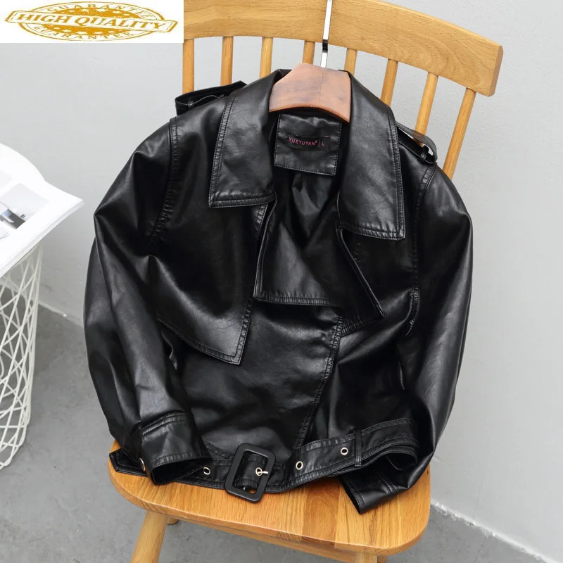 

2020 PU Leather Jacket Women Black Korean Motorcycle Leather Coat Short Biker Faux Leather Jackets Women 2020 KJ3084