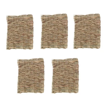 

5PCS New Rabbit Grass Chew Mat Small Animal Natural Soft Grass Hamster House Guinea Pig Cage Bed House Pad