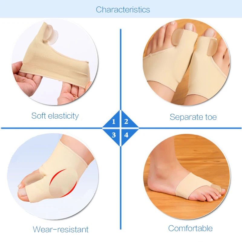 Foot Care Toe Separator Hallux Valgus Bunion Corrector Orthotics Feet Bone Thumb Adjuster Correction Pedicure Sock Straightener