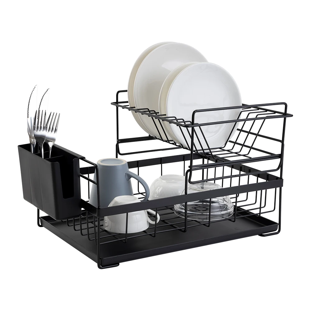 Closeout Drying-Rack Utensil Organizer Dish Storage Drainer Kitchen Black White Countertop Home 4001006975861