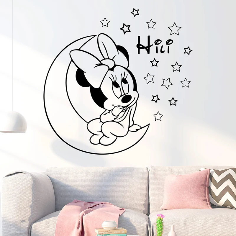 Cartoon Disney Minnie Mouse Sweet Dream Wall Stickers For Home Decor Kids Room Bedroom Decoration Decals Creative Art Stickers Cartoon Disney Minnie Mouse Sweet Dream Wall Stickers For Home Decor Kids Room Bedroom Decoration Decals Creative Art Stickers