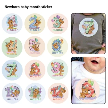 

12 Pcs Month Sticker Baby Photography Milestone Memorial Monthly Newborn Kids Commemorative Card Number Photo Props Accessories