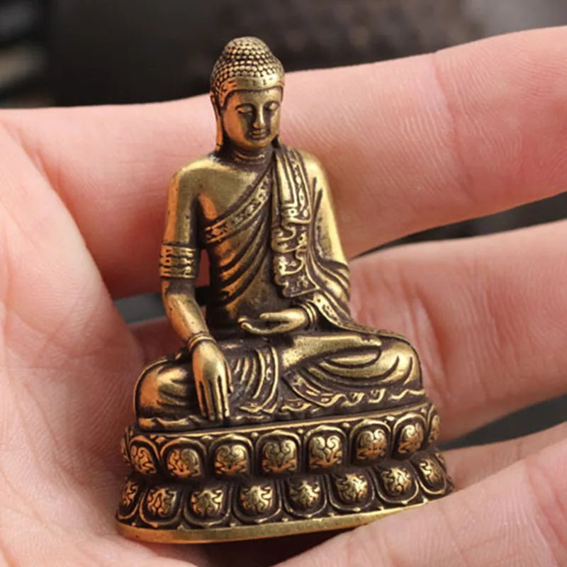 

1*Retro Copper Buddha Sakyamuni Ornament Small Statue Figurine Miniature Home Office Desk Decoration