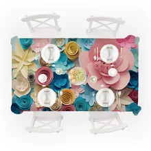 Mantel de mesa de flores Rectangular Primeval 3D mantel de mesa de flores Rectangular cubierta de mesa de té comedor decoración del hogar venta al por mayor # L5