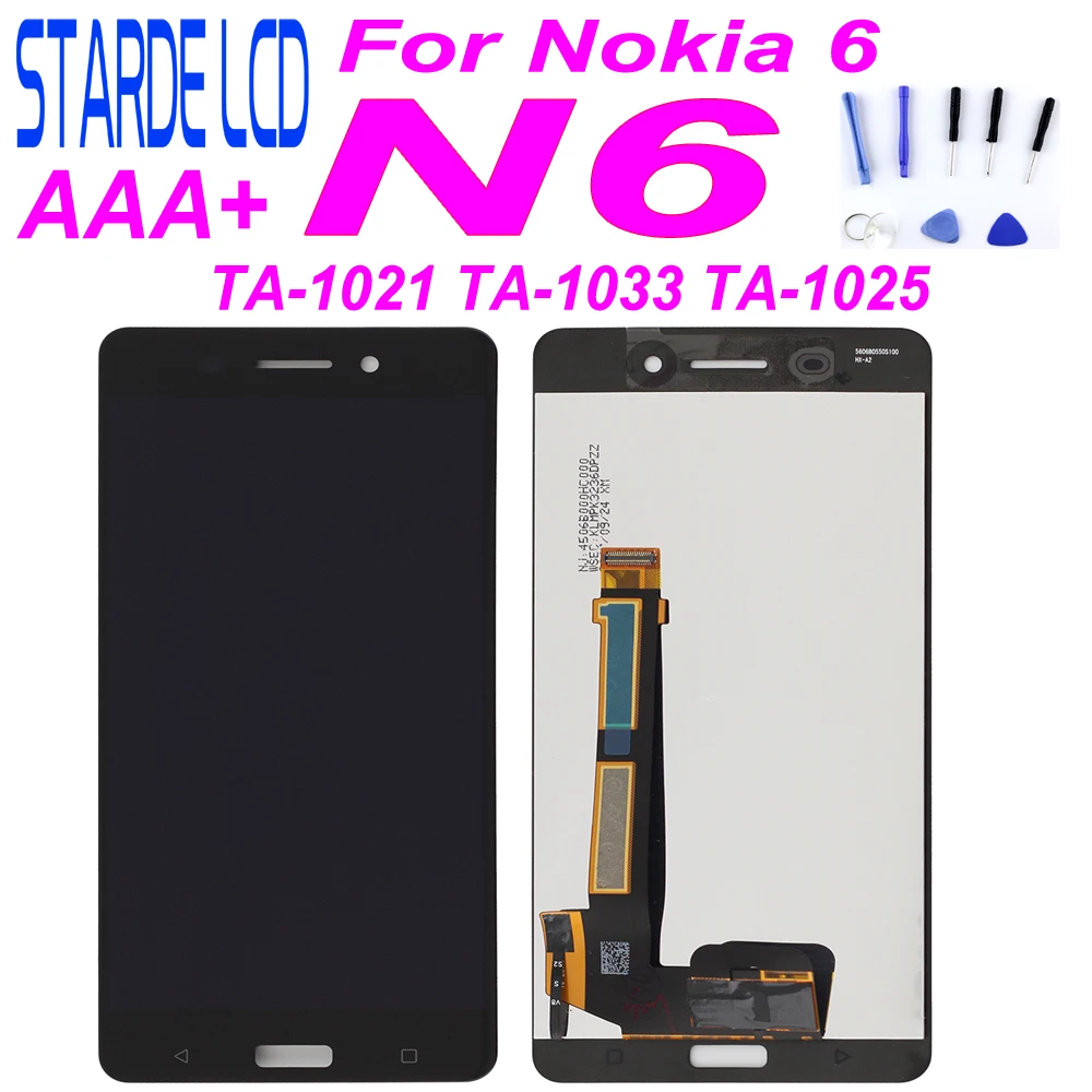 STARDE Замена ЖК-дисплей для Nokia 6 N6 ЖК-дисплей Дисплей Сенсорный экран дигитайзер для TA-1021 TA-1003 TA-1033 TA-1025 в сборе черный 5,5"