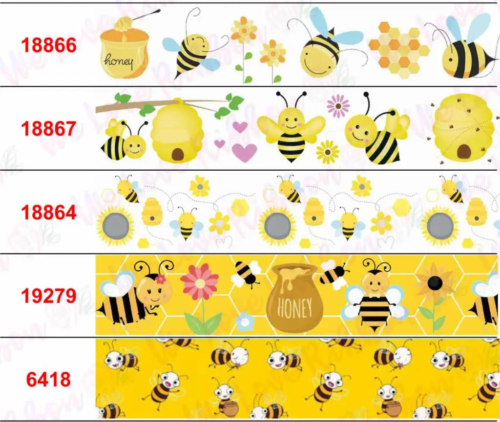 16 мм-75 мм мультяшная пчела серия цветок Геометрическая проверка Печать корсаж/эластичная лента DIY домашний декор бантик для волос 50 ярдов/рулон