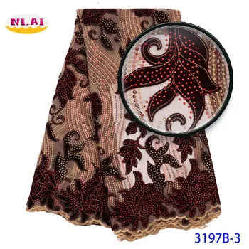 

Niai African Burgundy Lace Fabric,, Velvet Dresses Lace Newest, Nigeria Lace Fabric Bride Mr3197b