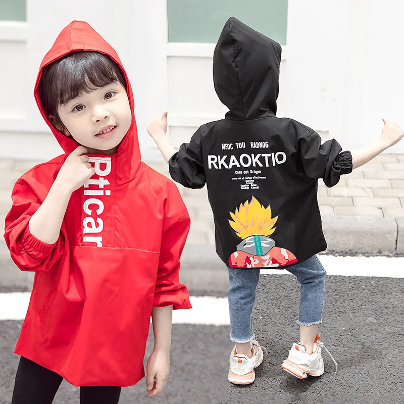 

CHILDREN'S Jacket Spring Clothing New Style Children Lettered Cartoon Jacket Men And Women Children Hooded Causal Pullover BOY'S