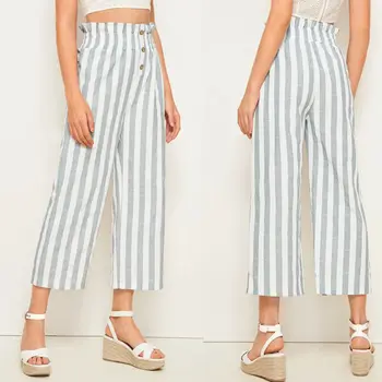 

Women Wide Leg High Waist Casual Summer Pants Loose Culottes Paper Bag Trousers