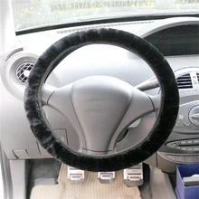 Универсальный руль Плюшевые Чехлы рулевого колеса автомобиля зима искусственный мех 38 см рулевое колесо Нескользящие автомобильные аксессуары для интерьера