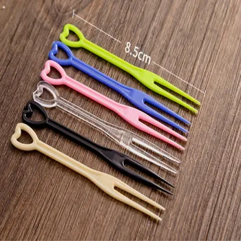 

Disposable fork red yellow red Transparent Food grade plastic Fruit cake one-time forks Disposable forks 200pcs/lot