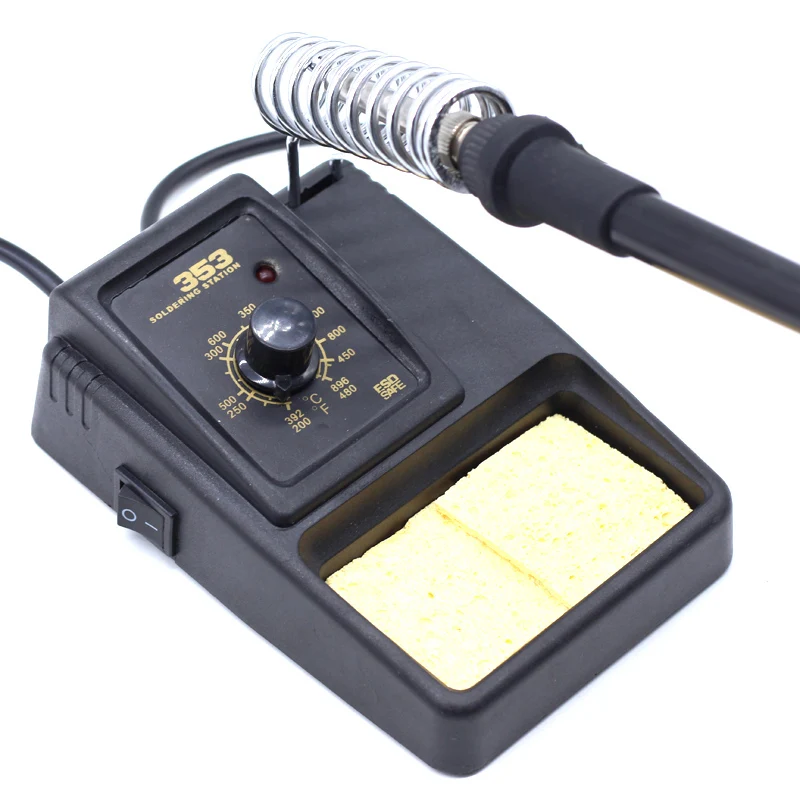 

Adjustable Temperature Electric Soldering Iron 220V Welding Solder Rework Station Stand Holder with Welding Cleaning Sponge Pad