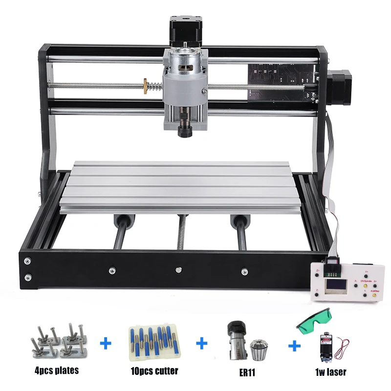 ЧПУ 3018 Pro GRBL управление Diy Мини ЧПУ машина 7 Вт, 3 оси pcb фрезерный станок, дерево маршрутизатор лазерная гравировка, с Оффлайн контроллер - Цвет: with 1000mw laser