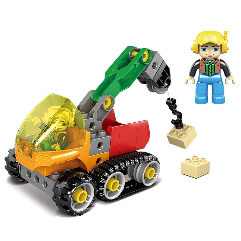 Original KAZI urban engineering assembling large particle building block excavator combination early childhood education toys