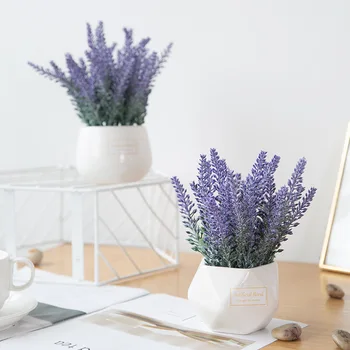 

Imitation Lavender artificial plant potted ceramic flowerpot garden style household living room artificial flower ornaments
