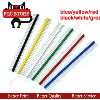 

10pcs 1x40 Pin 2.54 Single inline row needle seat blue/yellow/red/black/white/green Round Header connector