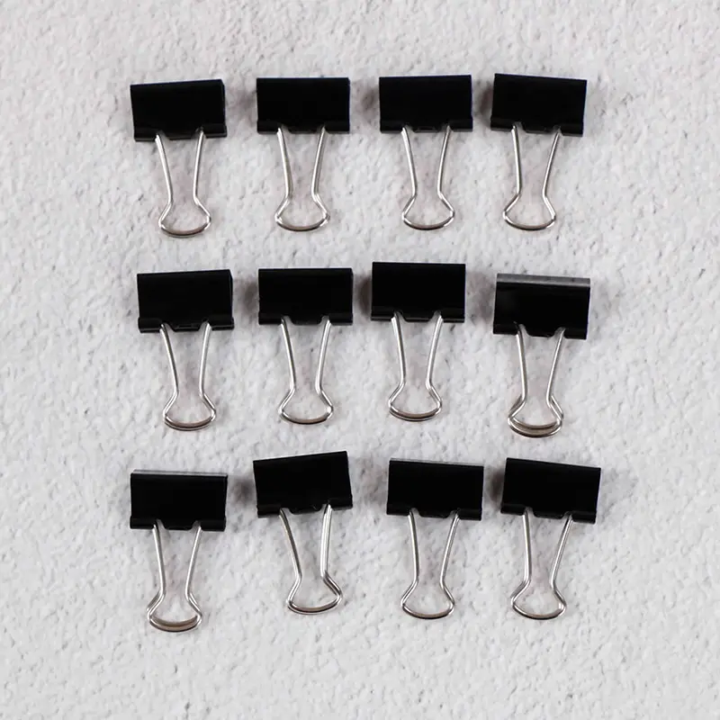 Clips de carpeta metálicos de 15mm para notas, Clip de papel de carta, encuadernación de fotos, carpeta de escritorio, suministros de encuadernación de oficina, 12 Uds.