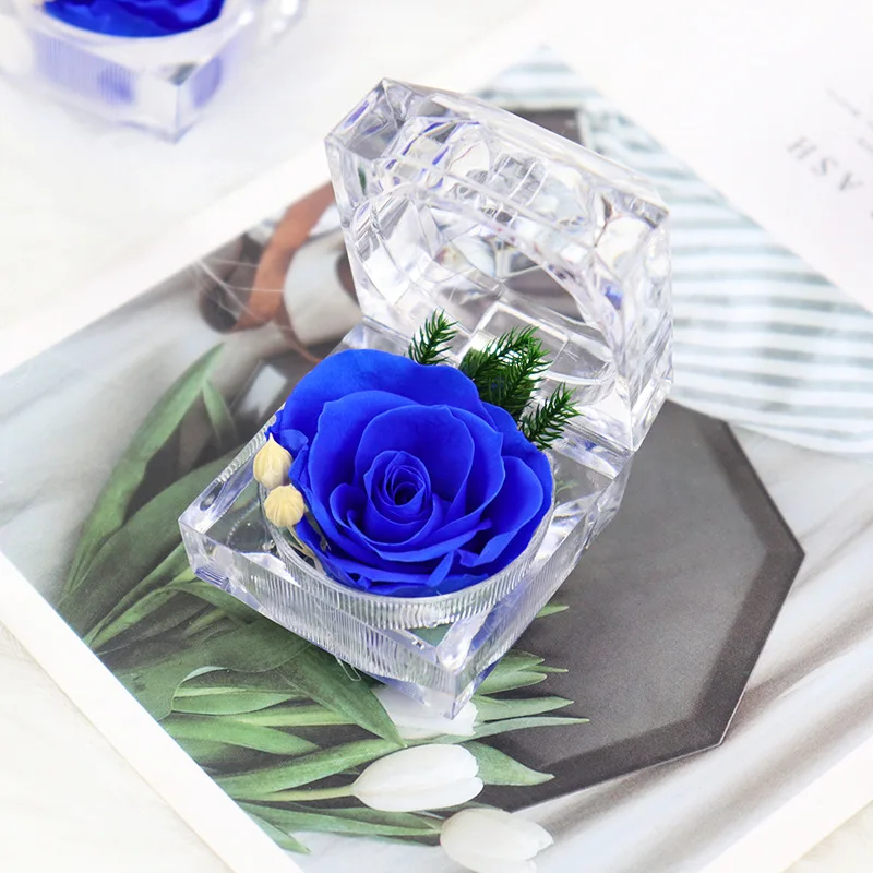 Синий Touch love 4,4* 4.4cm. Консервированный цветок кольцо коробка беспринт Красочные розы BLUELOVER подарок подругам. День святого Валентина - Цвет: Синий
