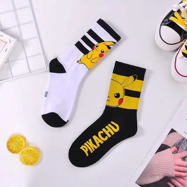 Pikachu Cute Black and Stripped Socks 2